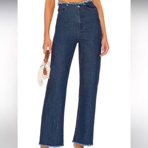 WeWoreWhat High-Waisted Frayed Straight Jeans in True Blue Size 26 Western Boho